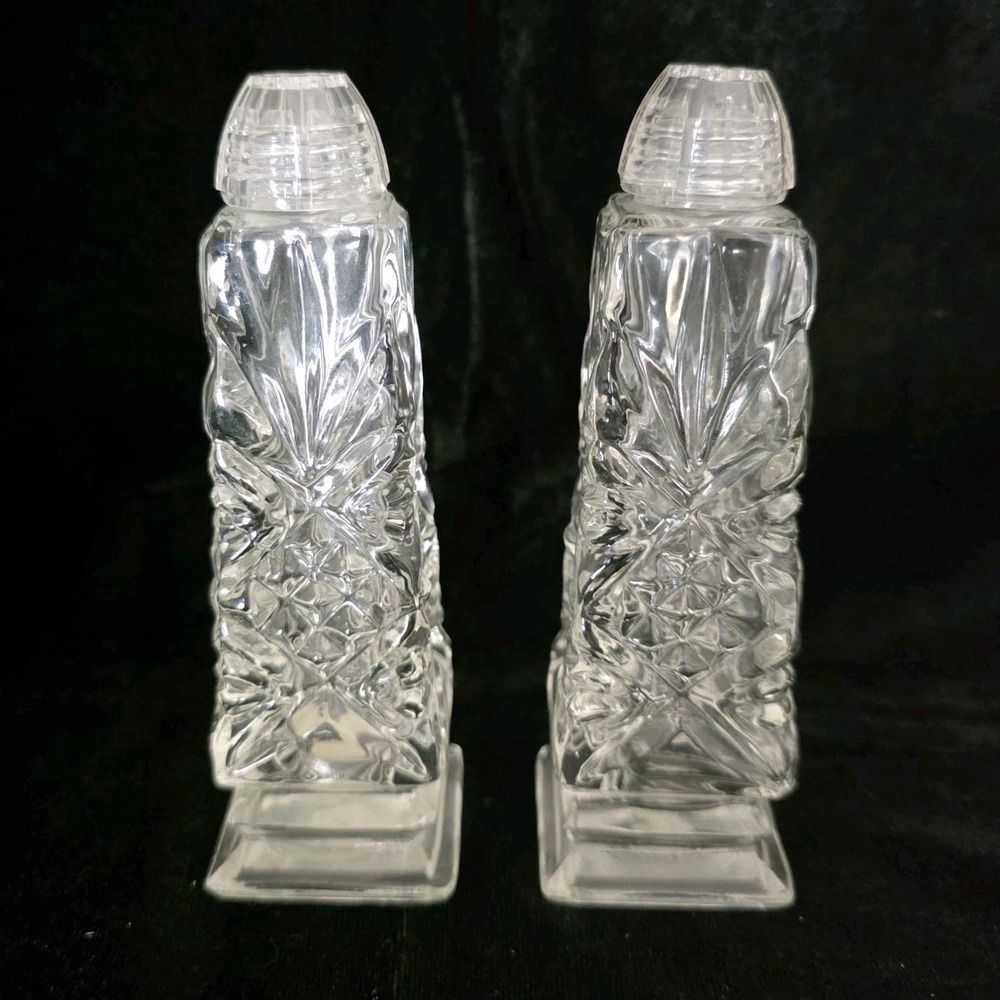 VTG Czech Republic Crystal Clear Salt And Pepper Shakers Set 5"